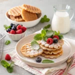 Handcrafted wafer cookies made using a traditional iron.