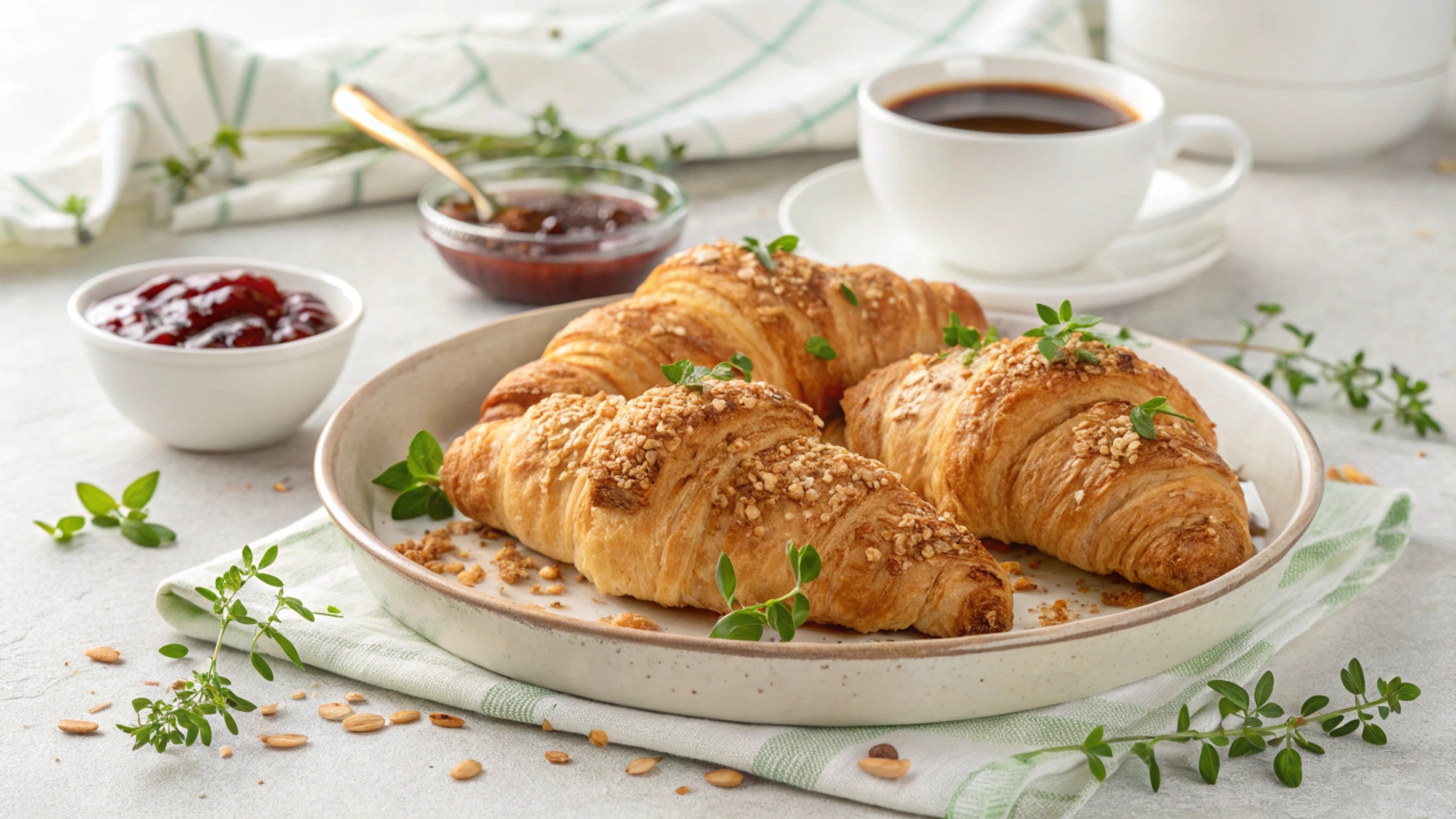 Cookie croissant with flaky layers and gooey cookie filling