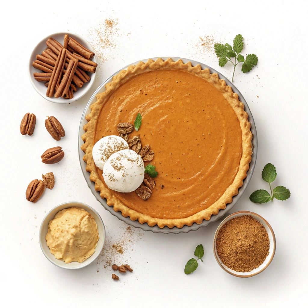 Homemade Milk Bar Pumpkin Pie with spiced filling and cookie crust.