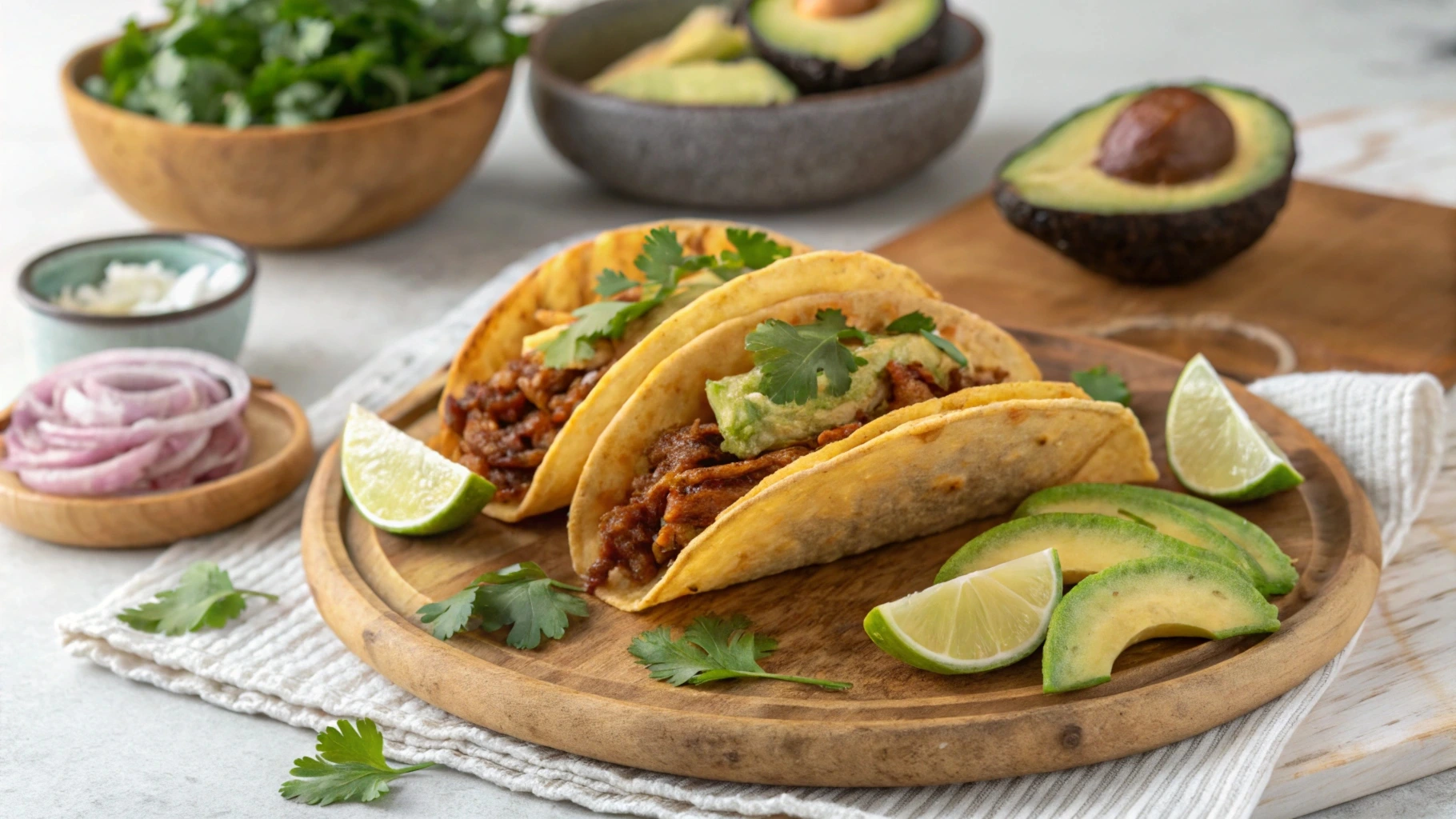 uesabirria tacos served with consomé and lime wedges.