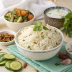 Fluffy Basmati Rice served in a white bowl with parsley garnish