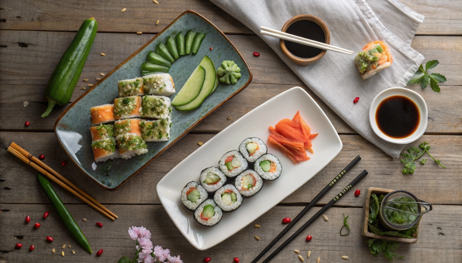 A Philadelphia roll featuring smoked salmon, cream cheese, cucumber, nori, and sushi rice."