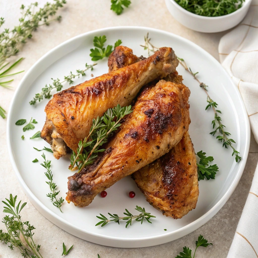 Honey-glazed turkey wings with a sweet and savory glaze, served on a platter