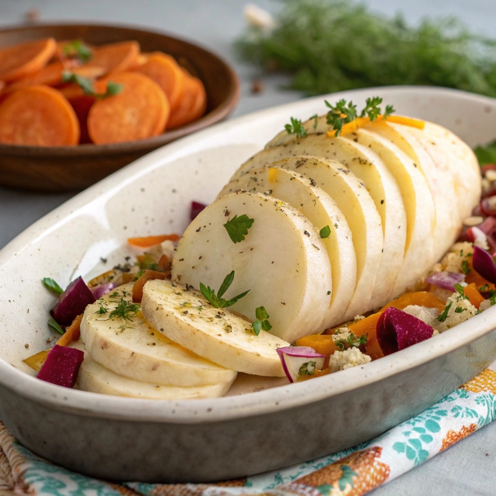 White sweet potatoes on a wooden table, showcasing their pale flesh and versatility as a healthy carb.