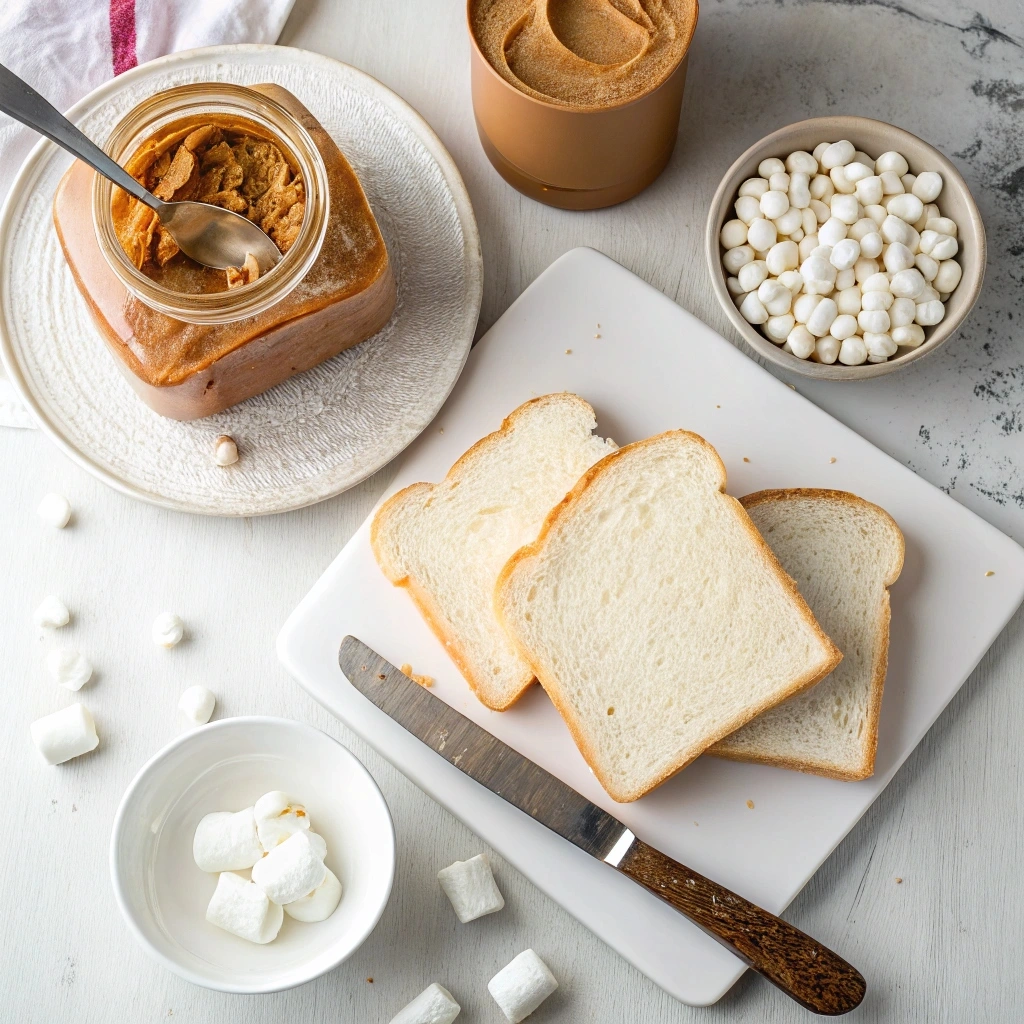  Fluffernutter ingredients laid out for preparation.