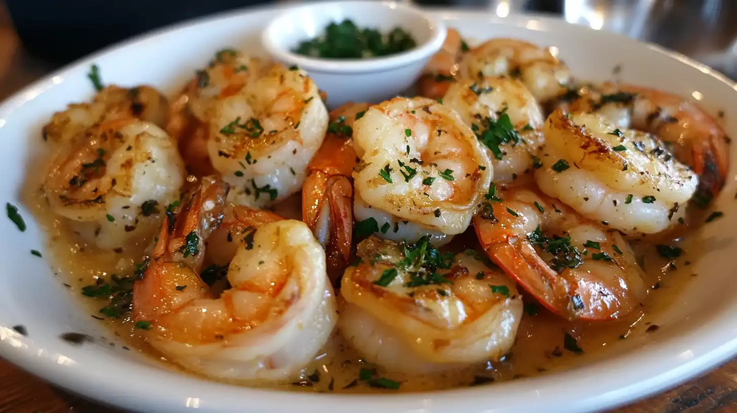 Olive Garden Shrimp Scampi with pasta, shrimp, and garlic butter sauce.