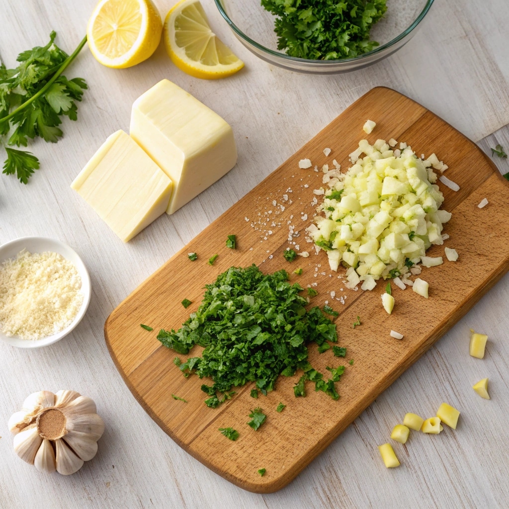 Ingredients laid out for making garlic butter